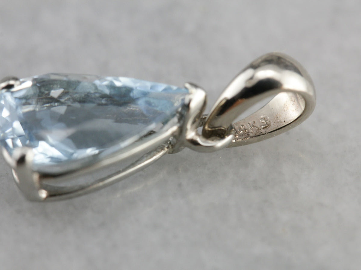 Aquamarine Pear Cut White Gold Pendant