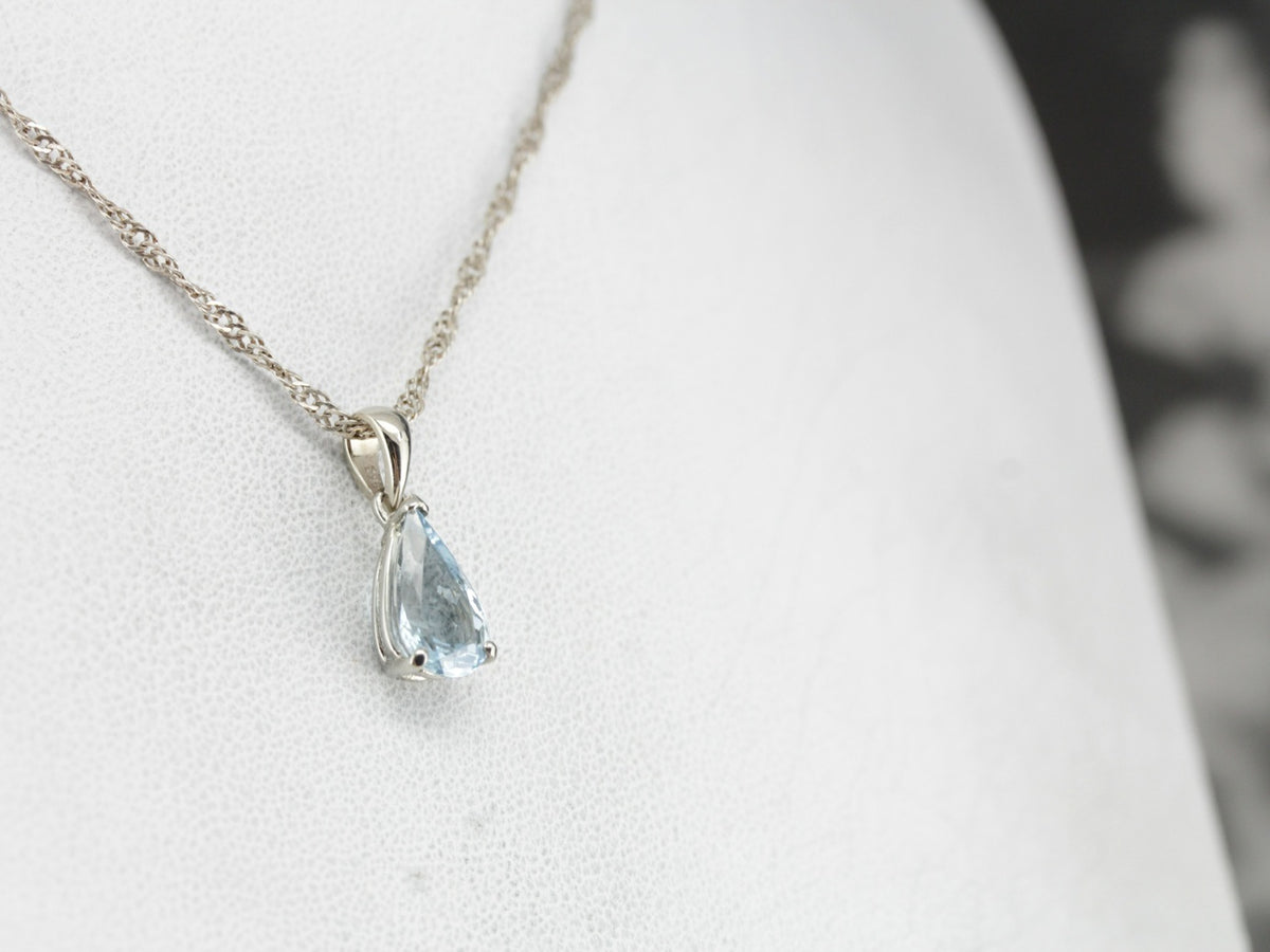 Aquamarine Pear Cut White Gold Pendant