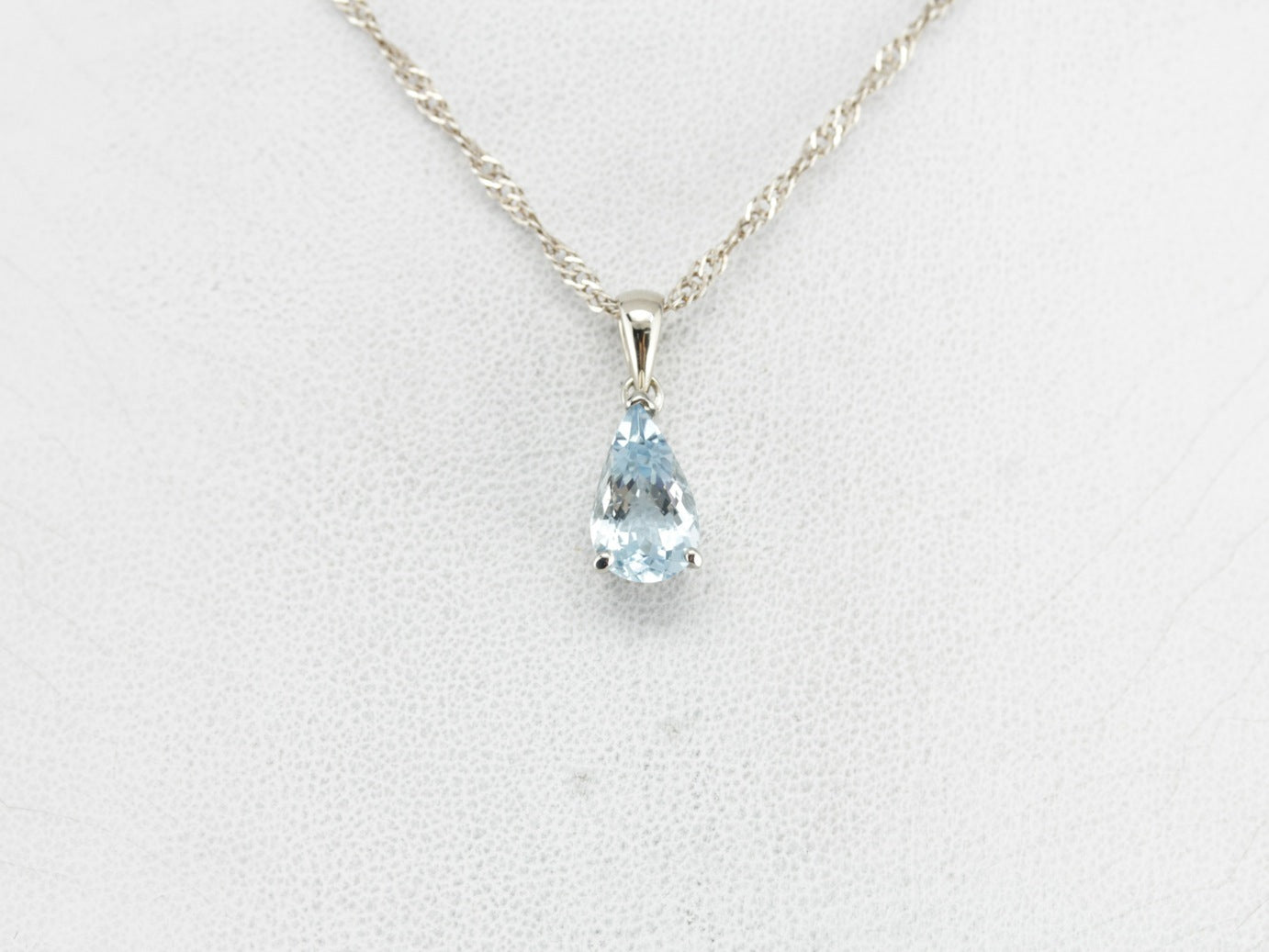 Aquamarine Pear Cut White Gold Pendant