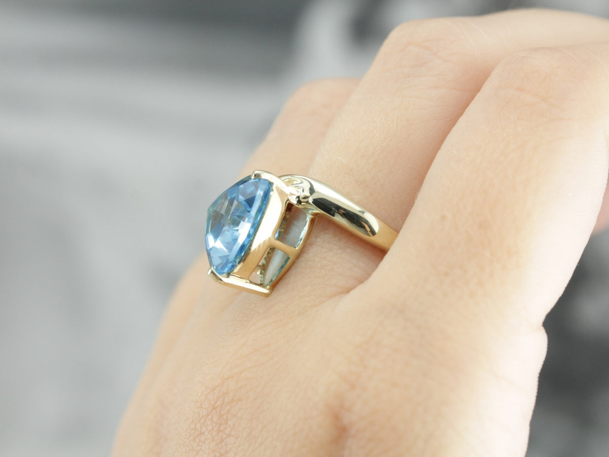 Modern Blue Topaz Cocktail Ring
