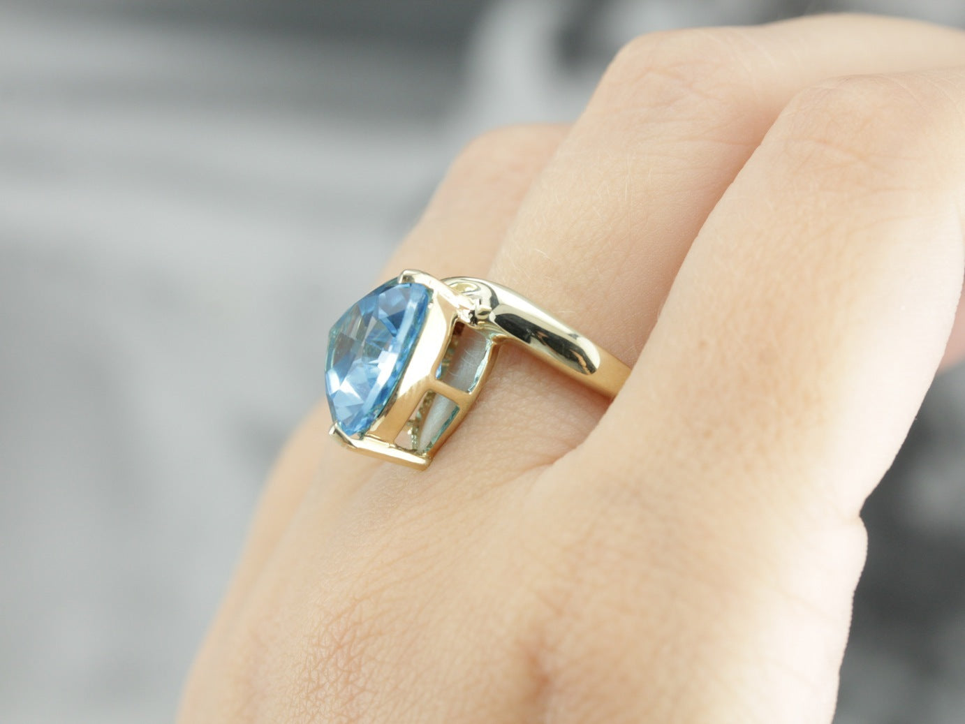 Modern Blue Topaz Cocktail Ring