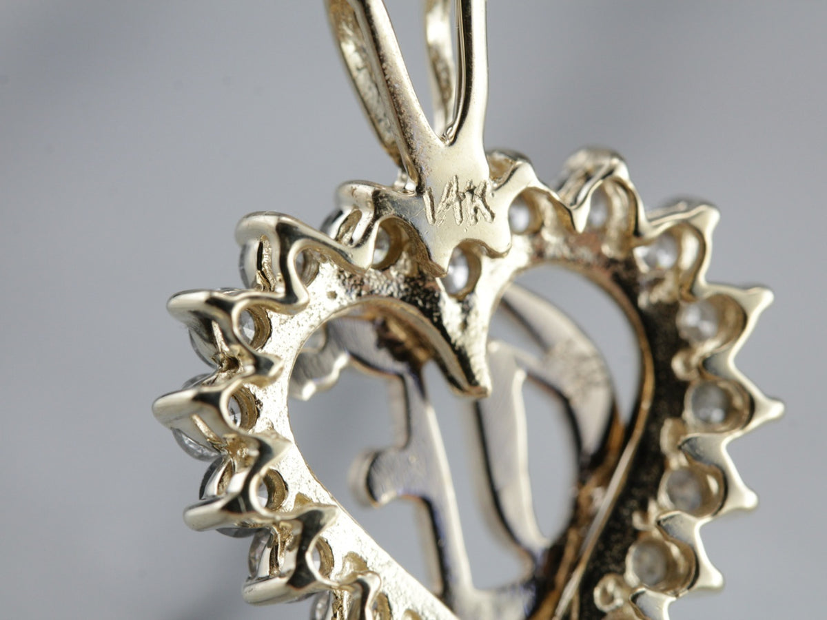 Diamond "E" Monogram Heart Pendant