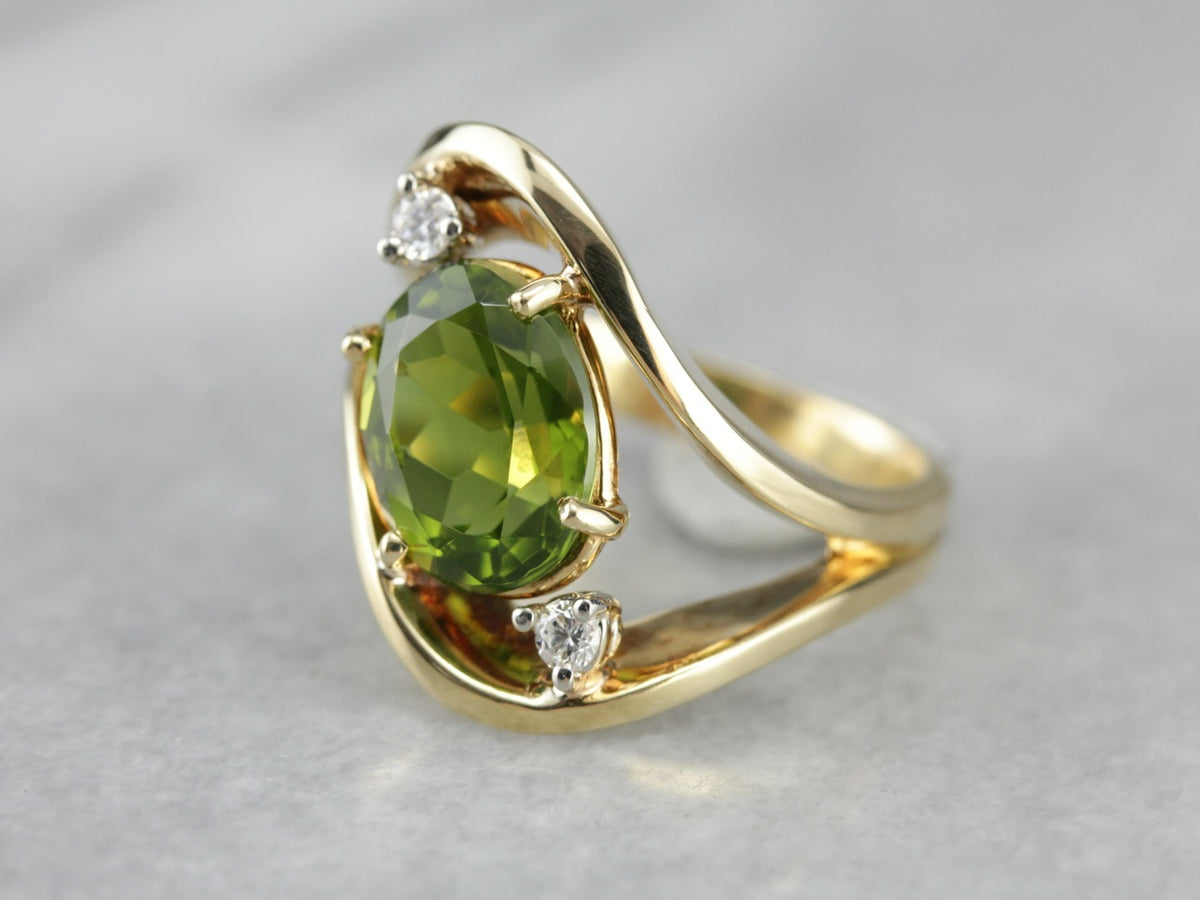 Modernist Peridot Cocktail Ring