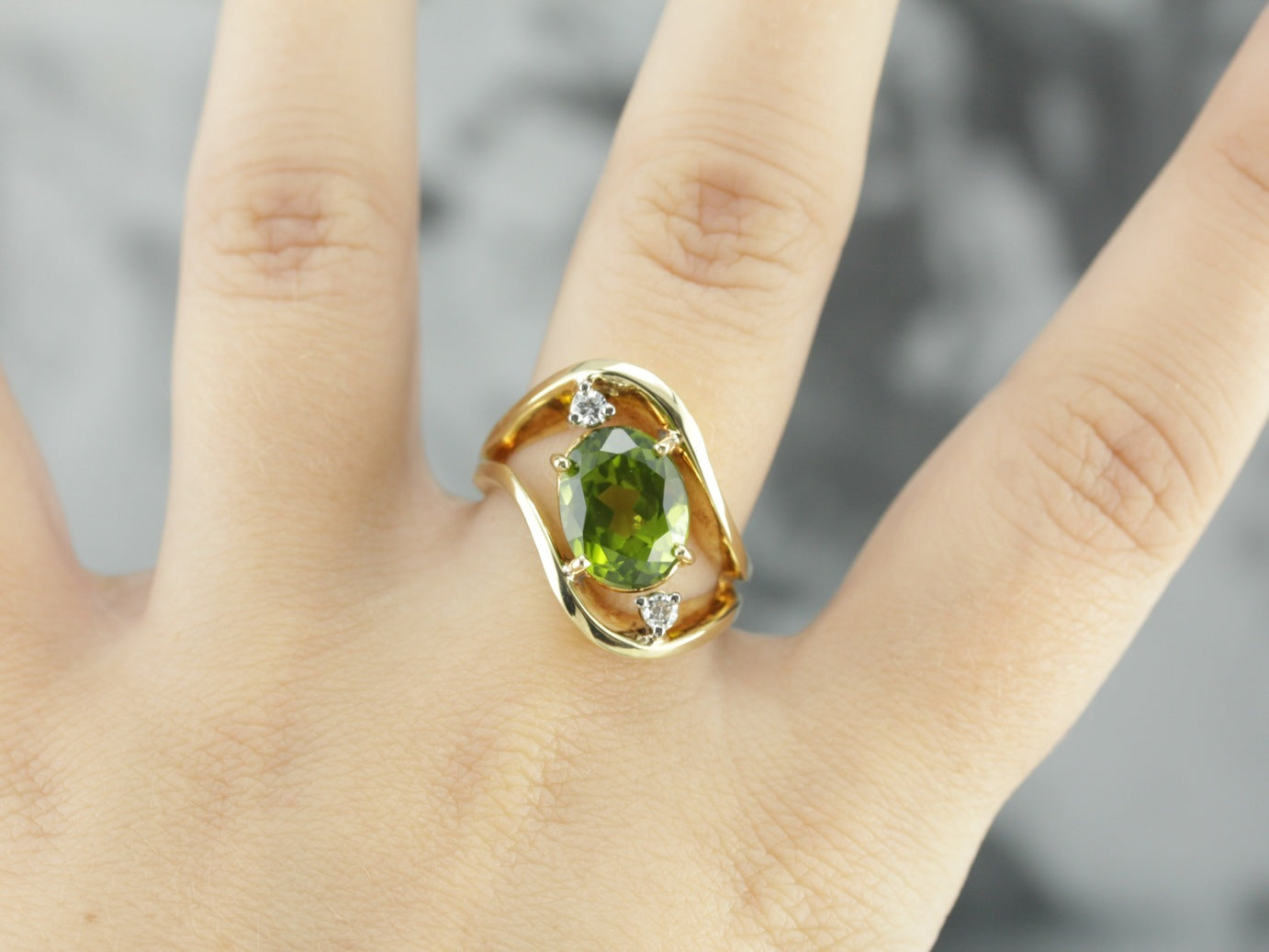 Modernist Peridot Cocktail Ring