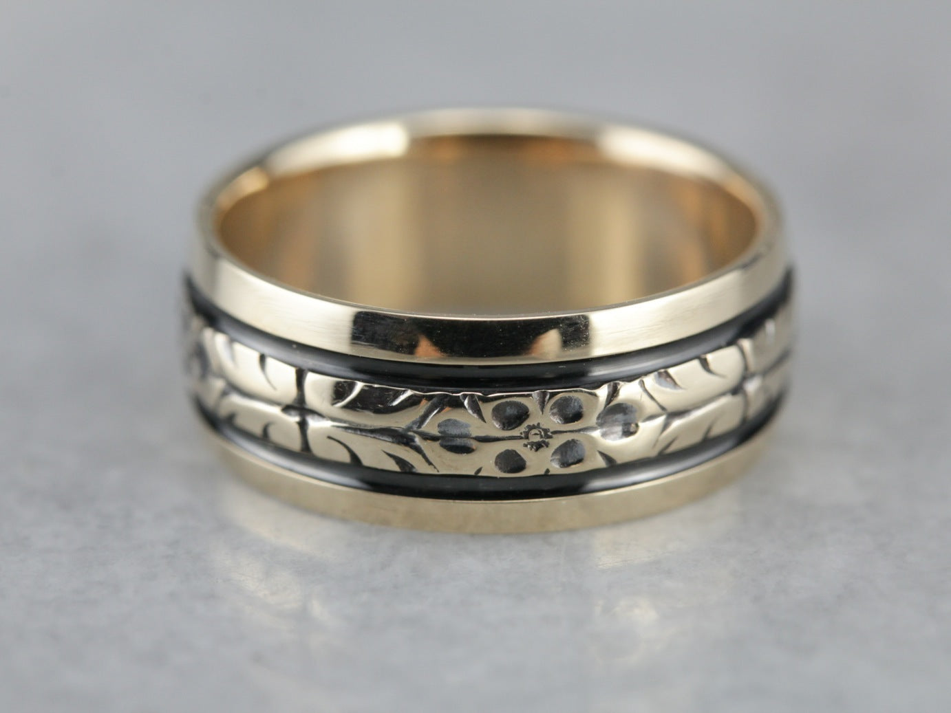 7mm) Unisex or Women's Rose Gold Tone Stainless Steel Ring Band Engraved  Flower Vine / Floral Design Wedding ring band Ring - Ring Blingers |