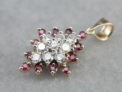 Marquise Diamond Ruby Cluster Pendant