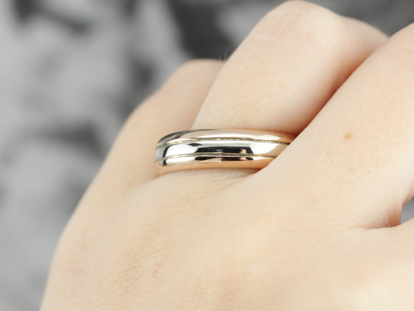 Men's Fine Gold Two Tone Wedding Band