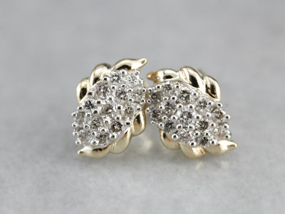 Vintage Diamond Cluster Stud Earrings