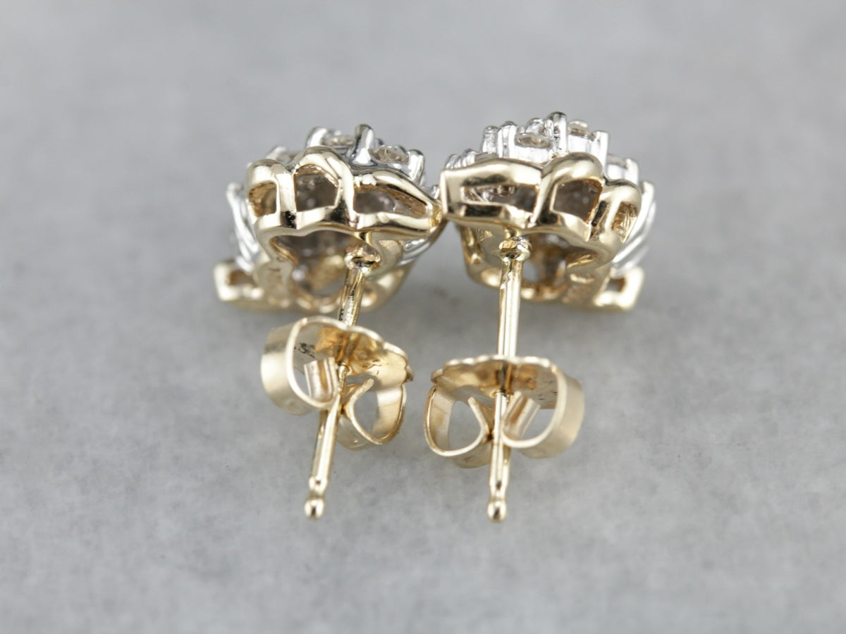 Vintage Diamond Cluster Stud Earrings