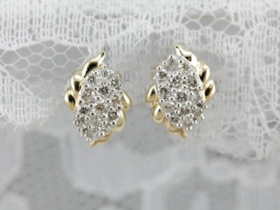 Vintage Diamond Cluster Stud Earrings
