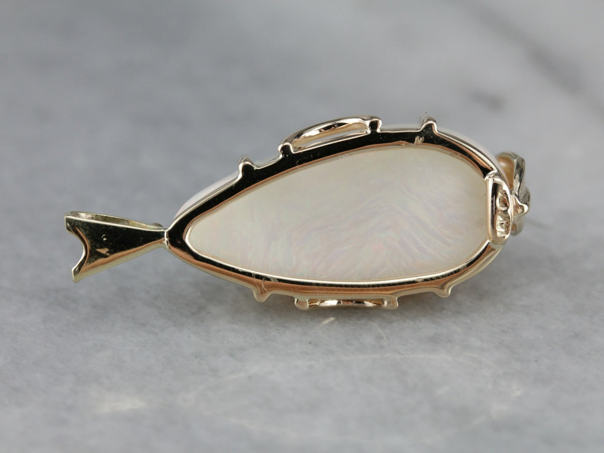 Fancy Cut Opal Gold Pendant