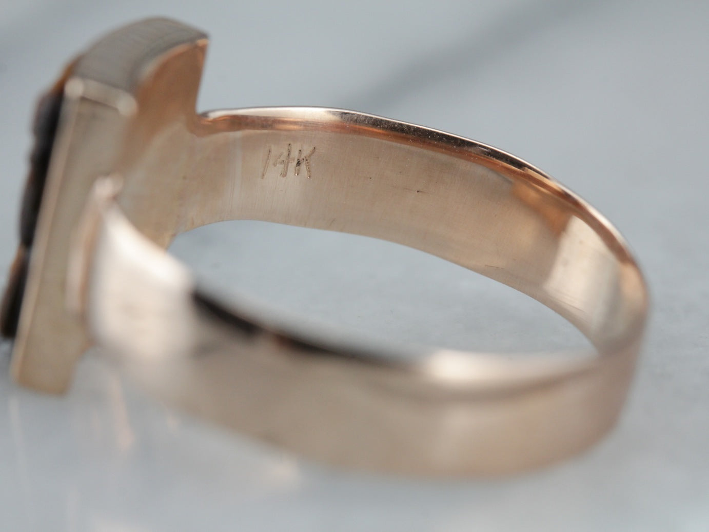 Victorian Era Tiger's Eye Cameo Rose Gold Ring