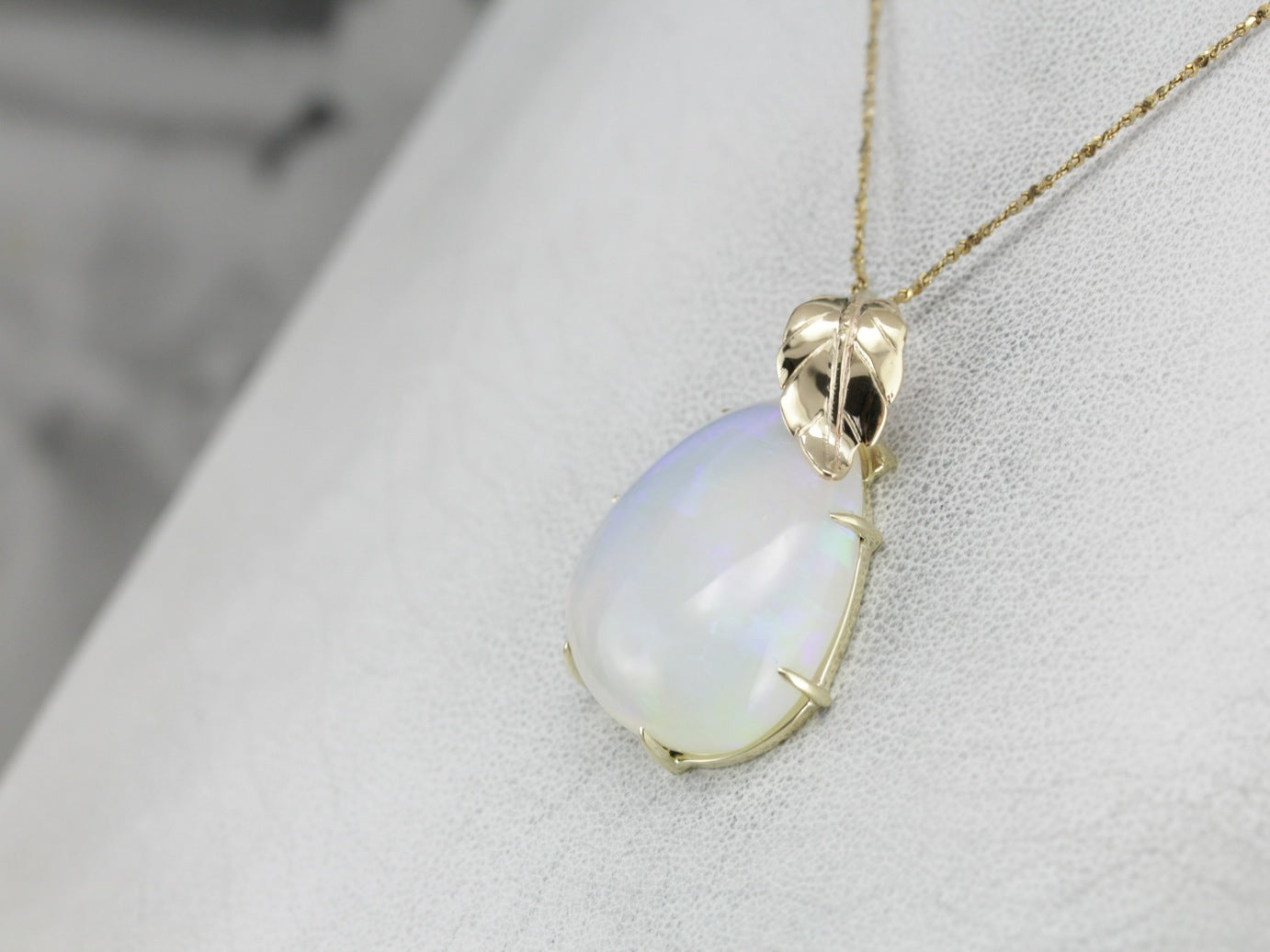 Ethereal Opal Gold Leaf Pendant