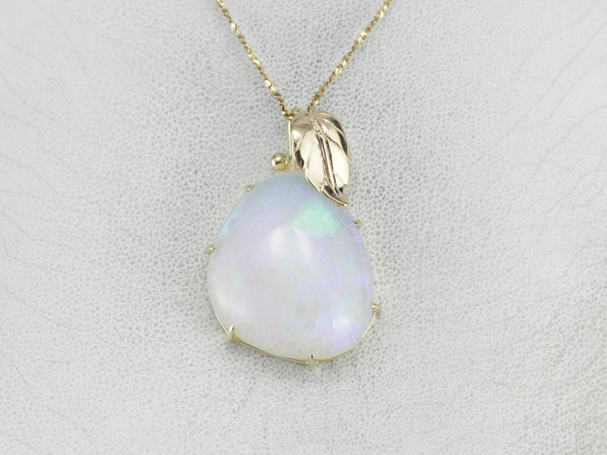 Ethereal Opal Gold Leaf Pendant