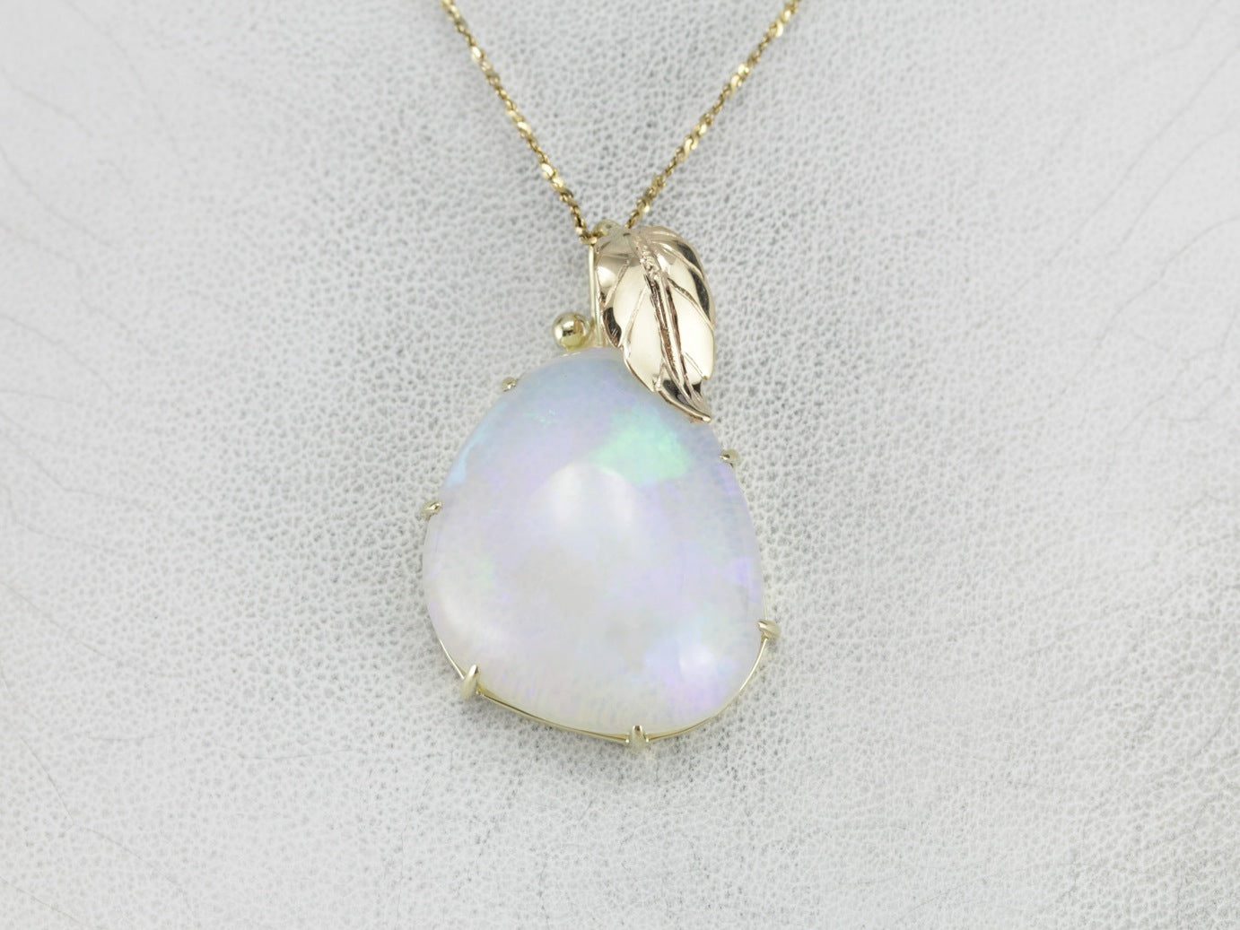 Ethereal Opal Gold Leaf Pendant