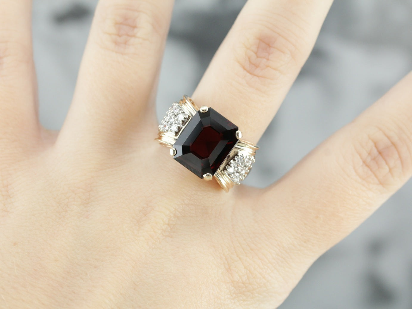 Bold Garnet Diamond Cocktail Ring