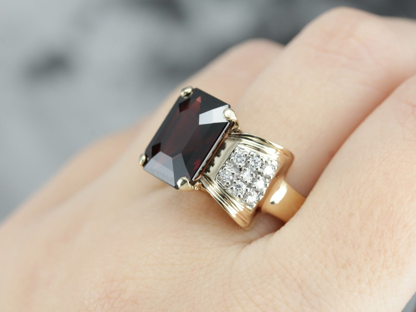 Bold Garnet Diamond Cocktail Ring