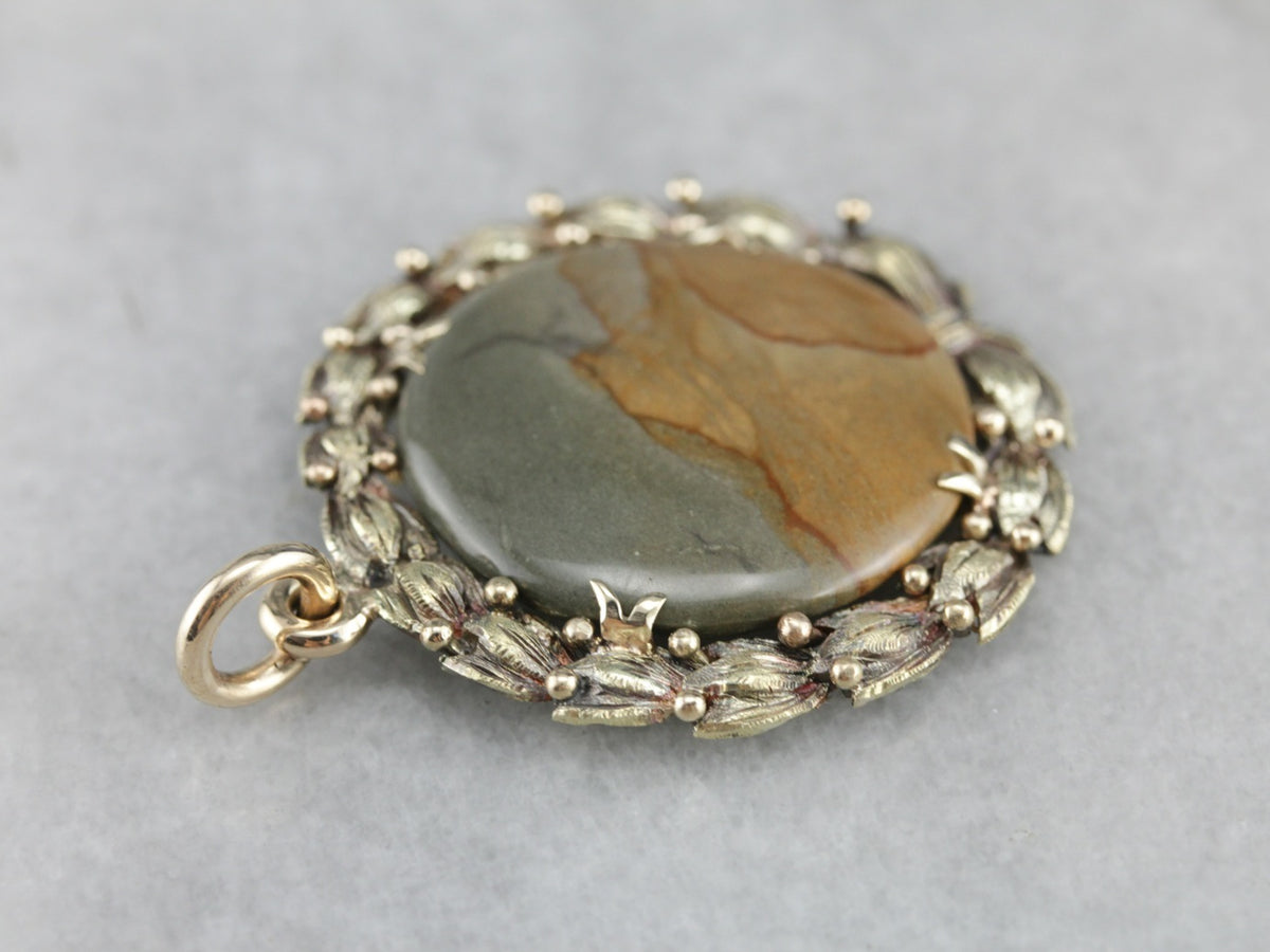 Vintage Jasper Laurel Wreath Pendant