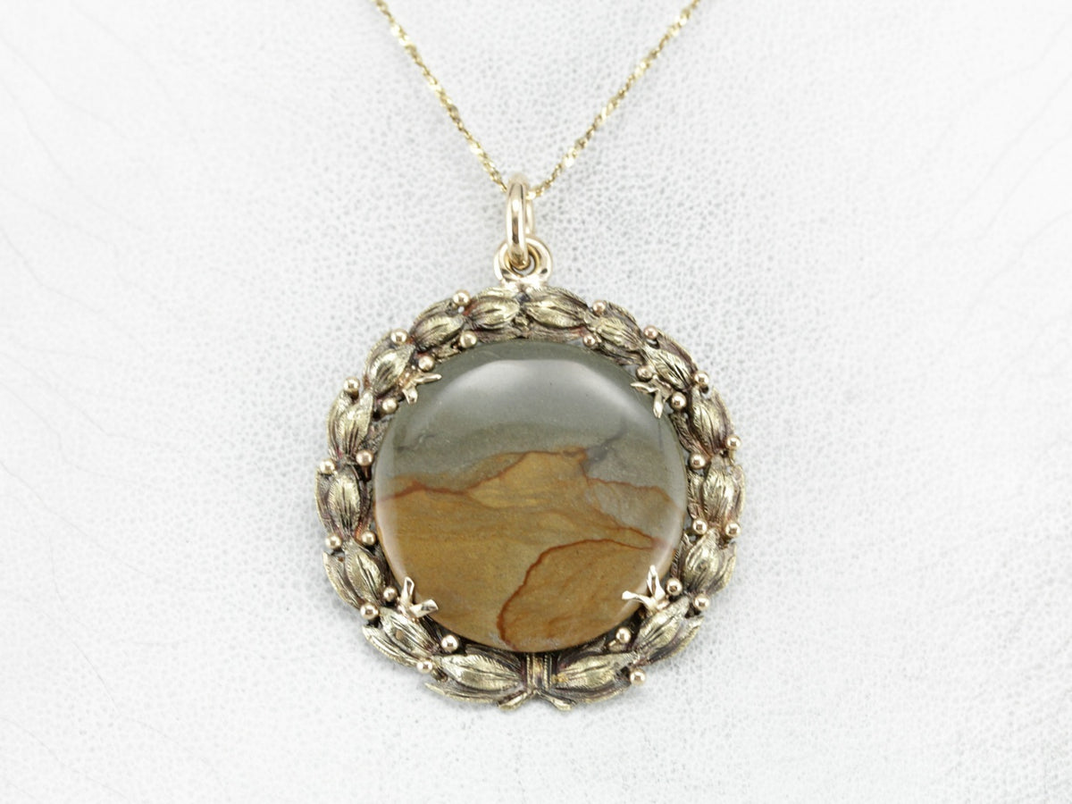 Vintage Jasper Laurel Wreath Pendant