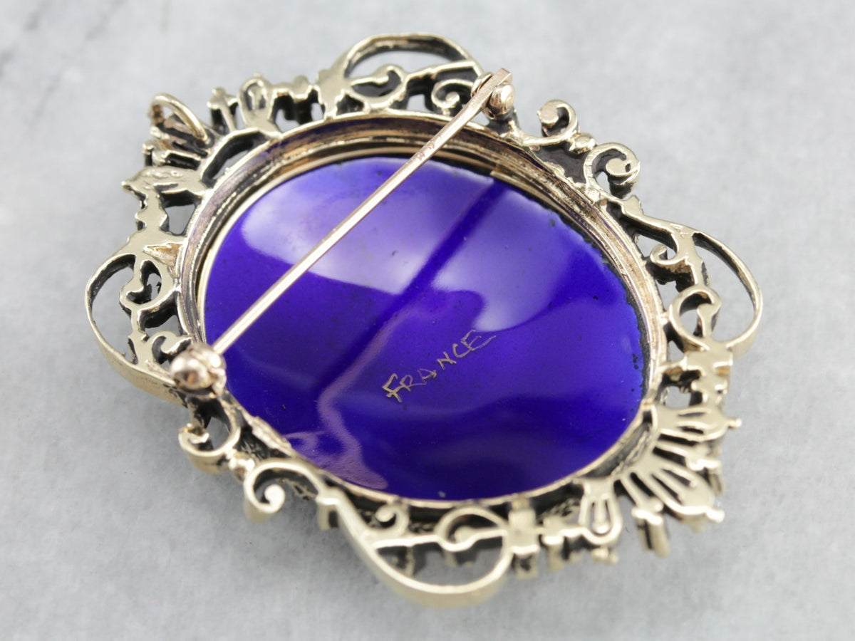 Exquisite Enamel Porcelain Cameo Brooch or Pendant