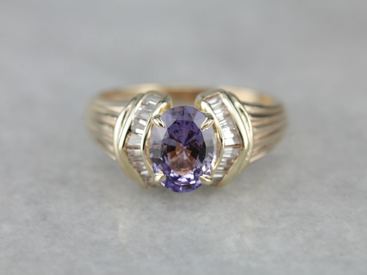 Modern Purple Sapphire Statement Ring