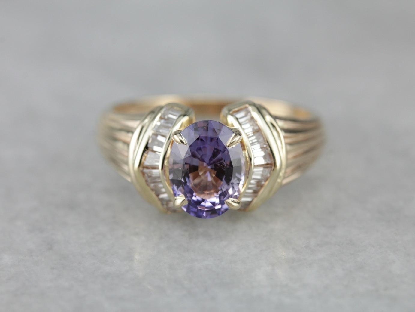 Modern Purple Sapphire Statement Ring