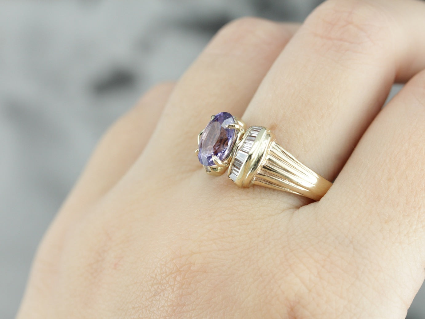 Modern Purple Sapphire Statement Ring