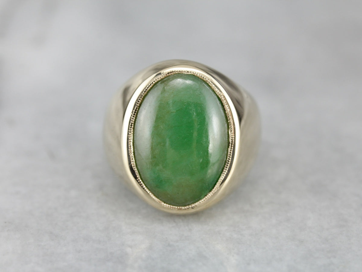 Vintage Men's Jadeite Ring in Yellow Gold