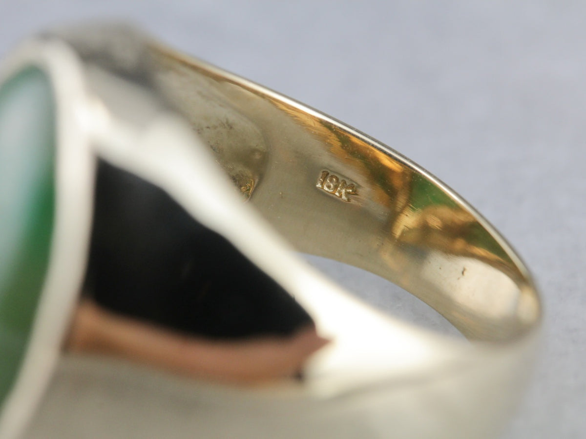 Vintage Men's Jadeite Ring in Yellow Gold