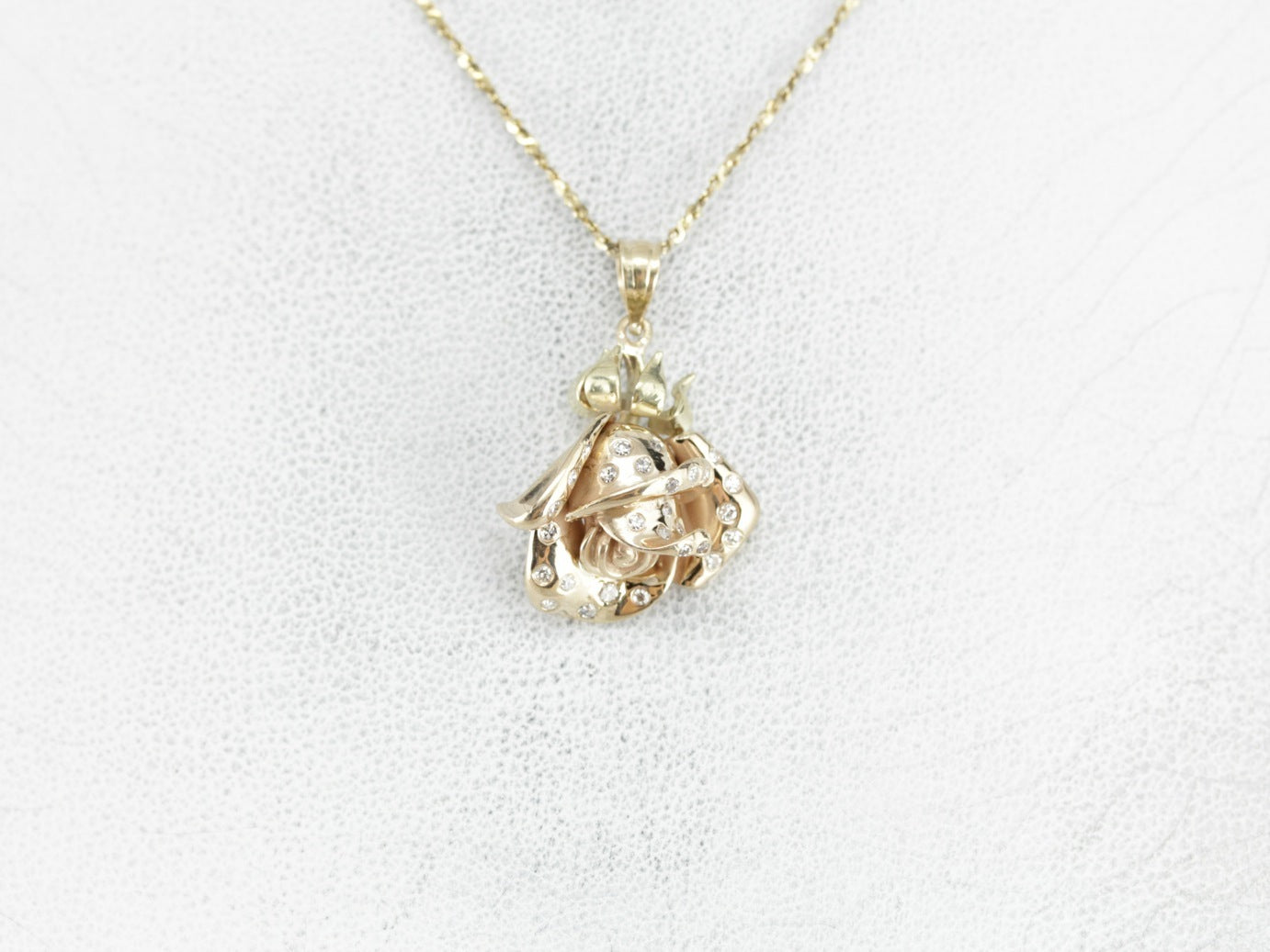 Diamond Rose Flower Pendant