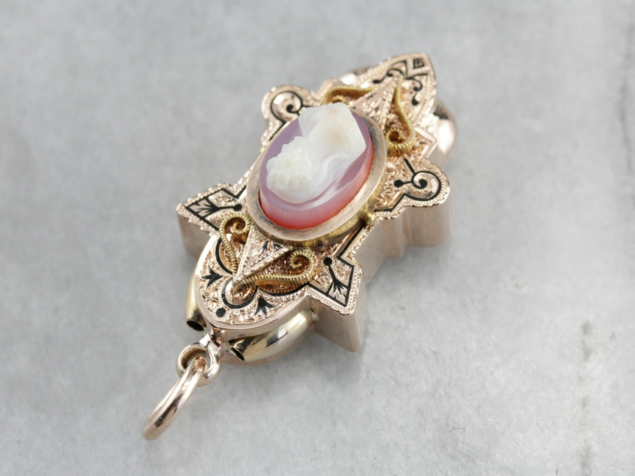 Victorian Era Antique Cameo Slide Pendant