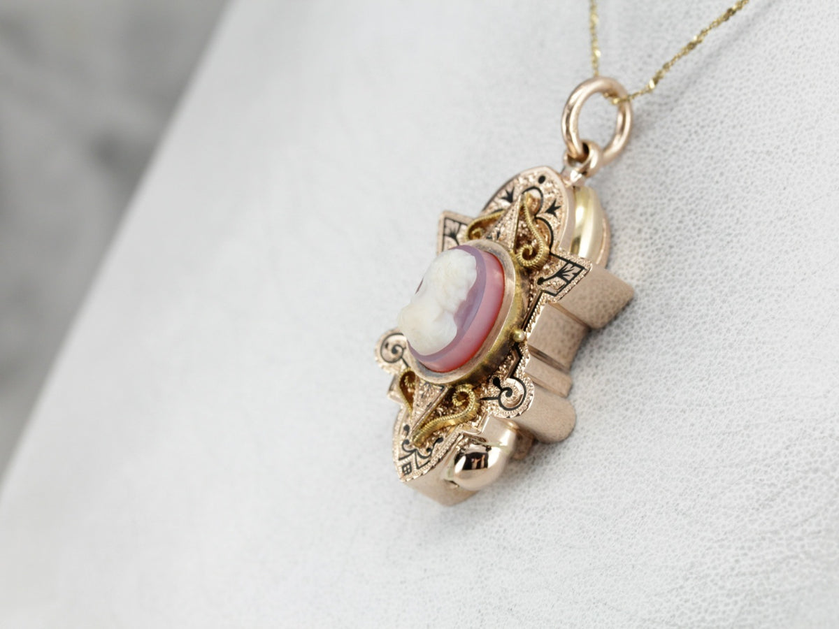 Victorian Era Antique Cameo Slide Pendant