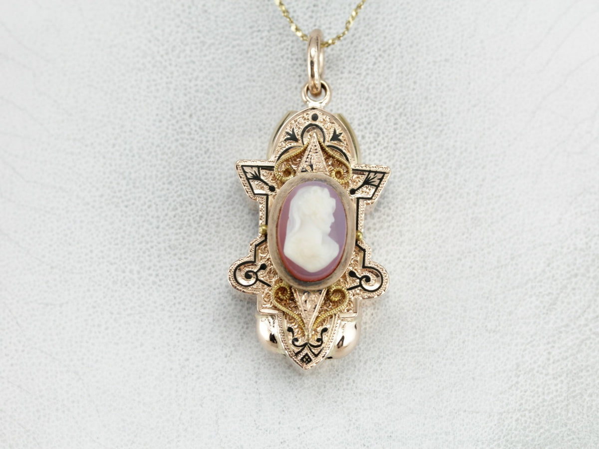 Victorian Era Antique Cameo Slide Pendant