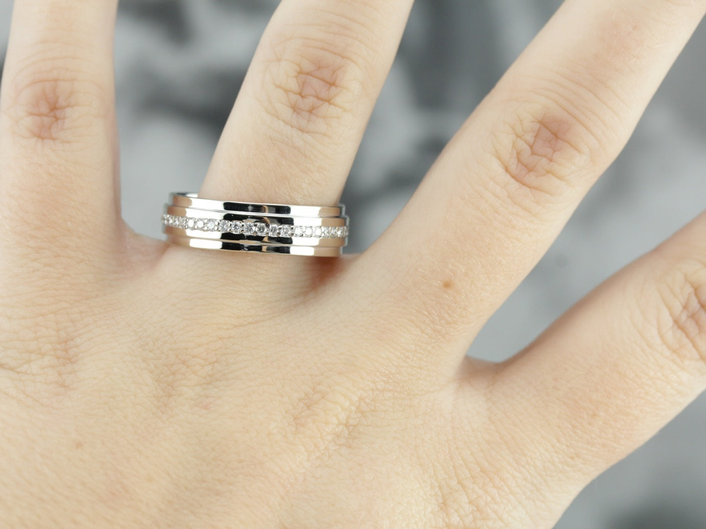 Men's Diamond Eternity Band in White Gold