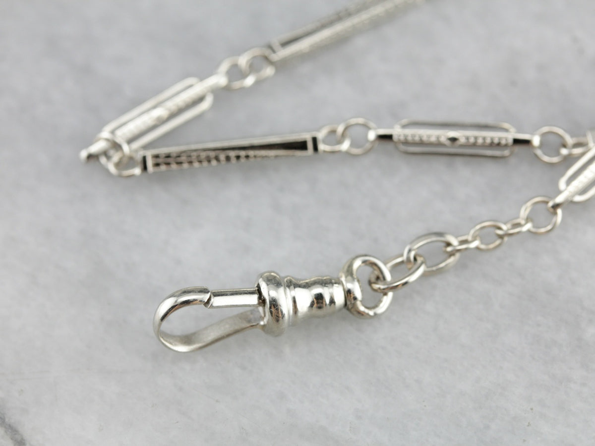 Art Deco White Gold Pocket Watch Chain