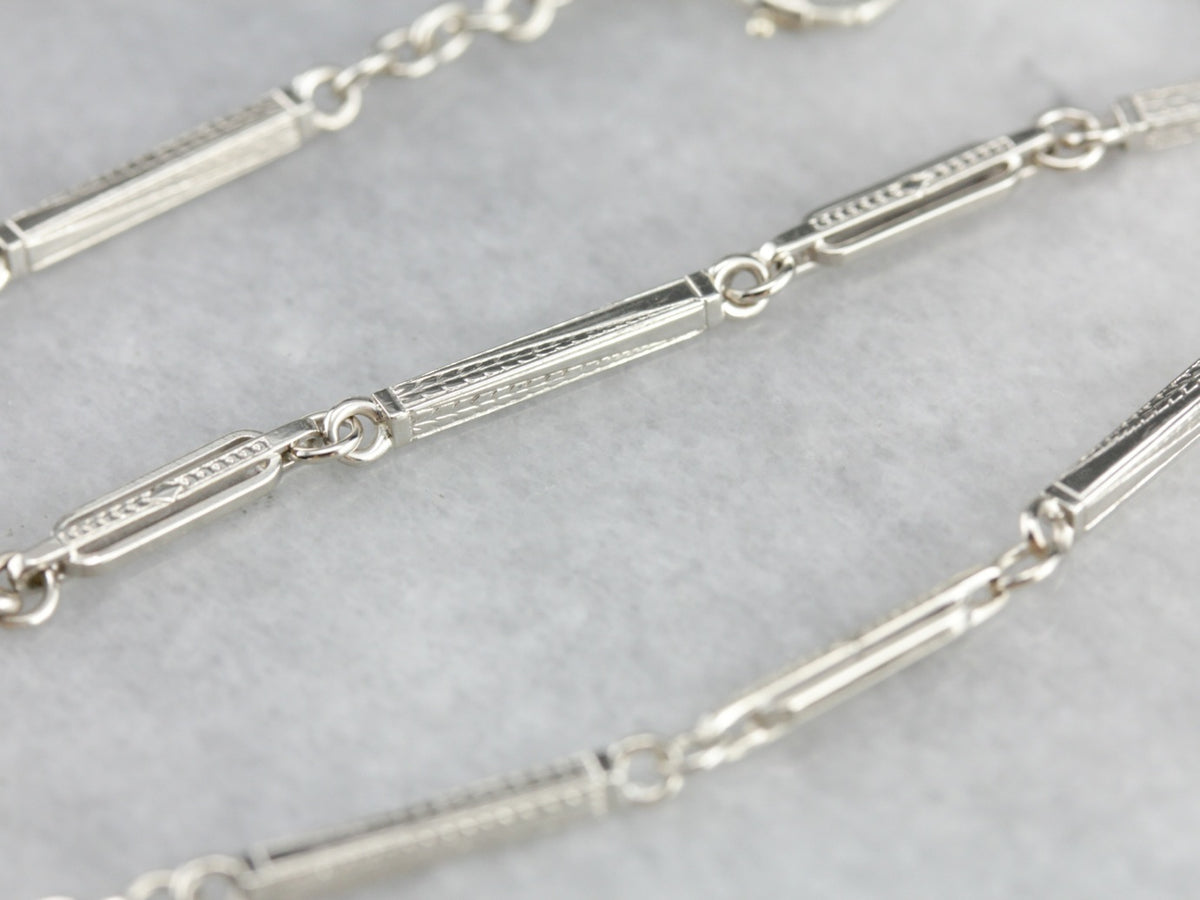 Cadena de reloj de bolsillo Art Déco de oro blanco