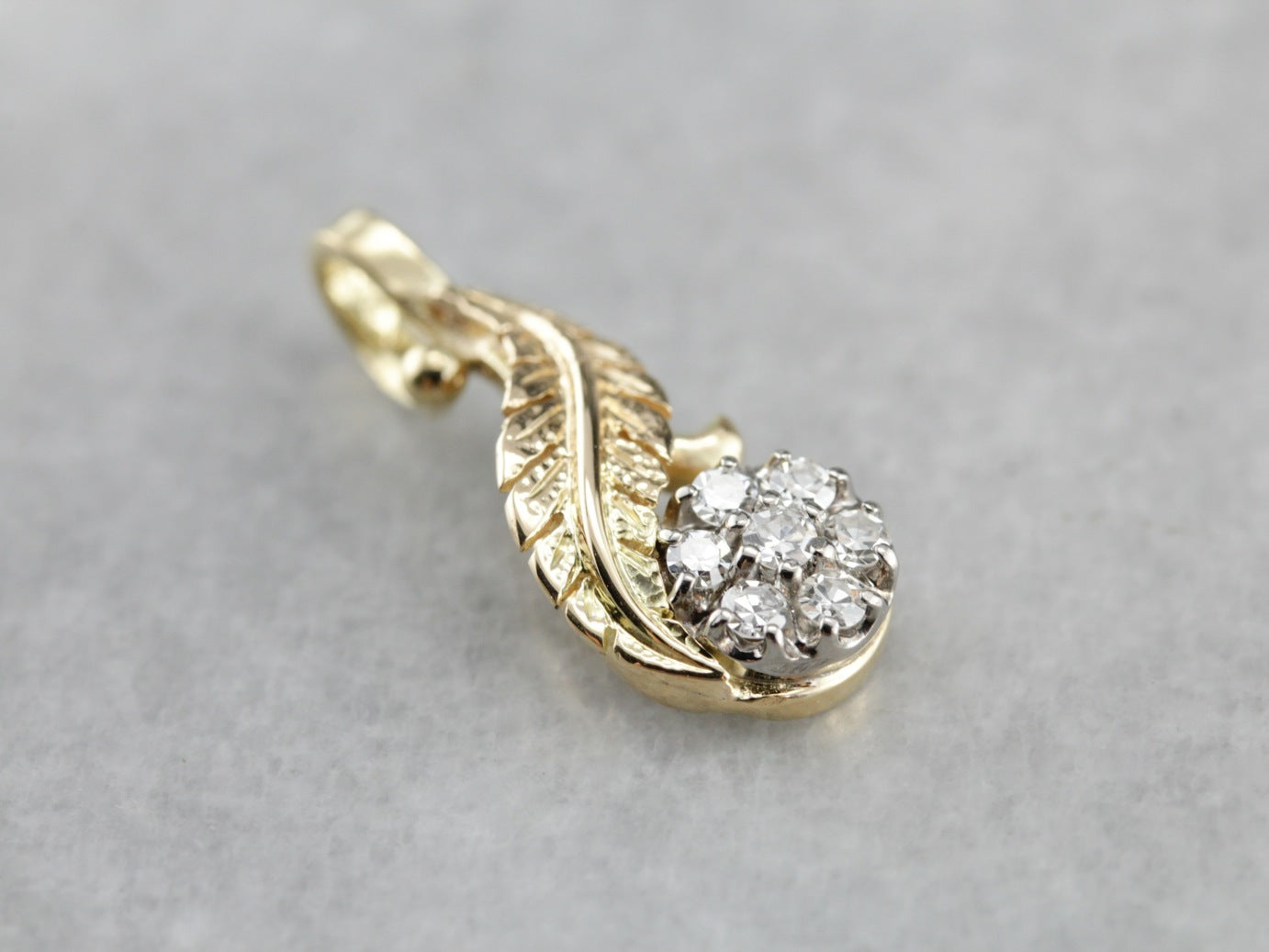 Flowing Diamond Feather Pendant