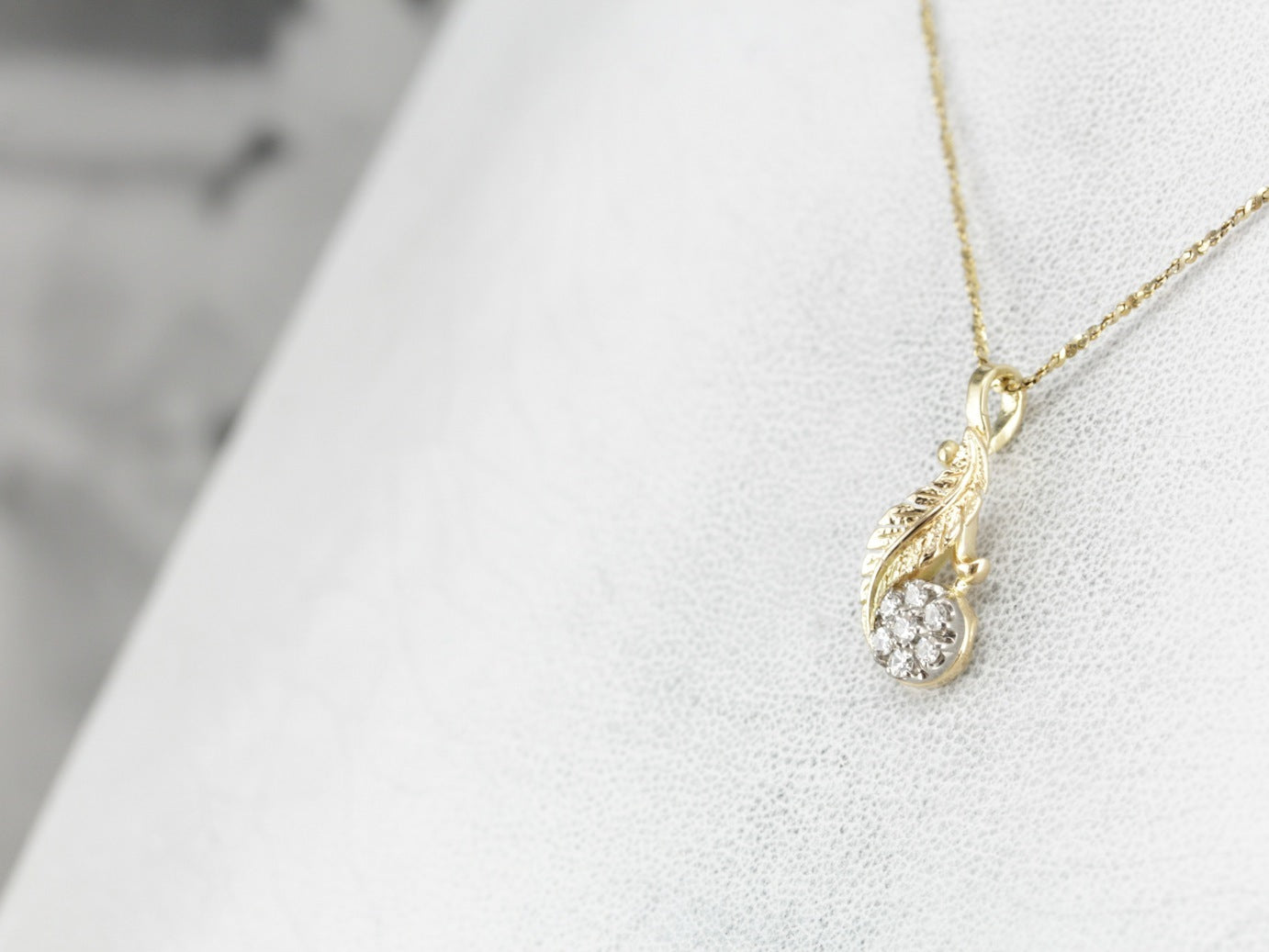 Flowing Diamond Feather Pendant