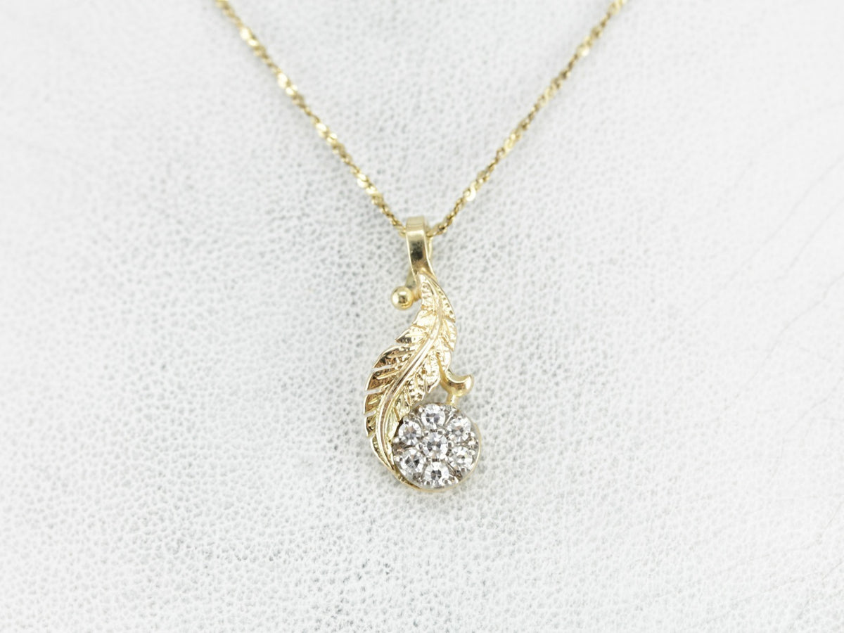 Flowing Diamond Feather Pendant