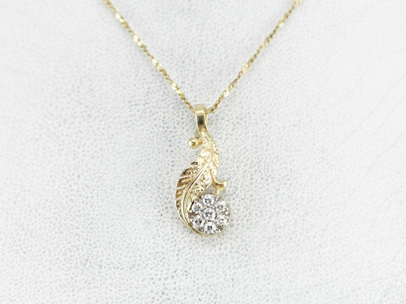 Flowing Diamond Feather Pendant