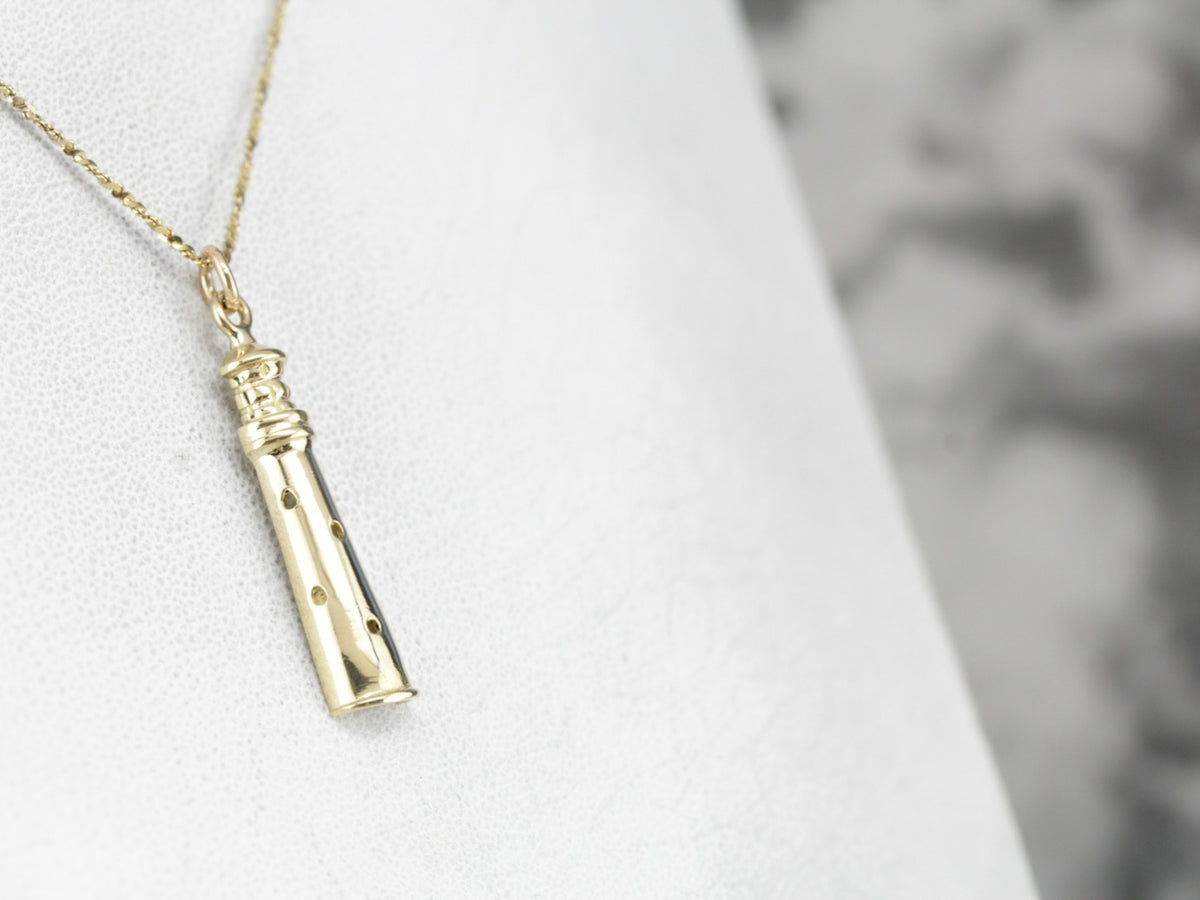 Coastal Lighthouse Gold Charm Pendant
