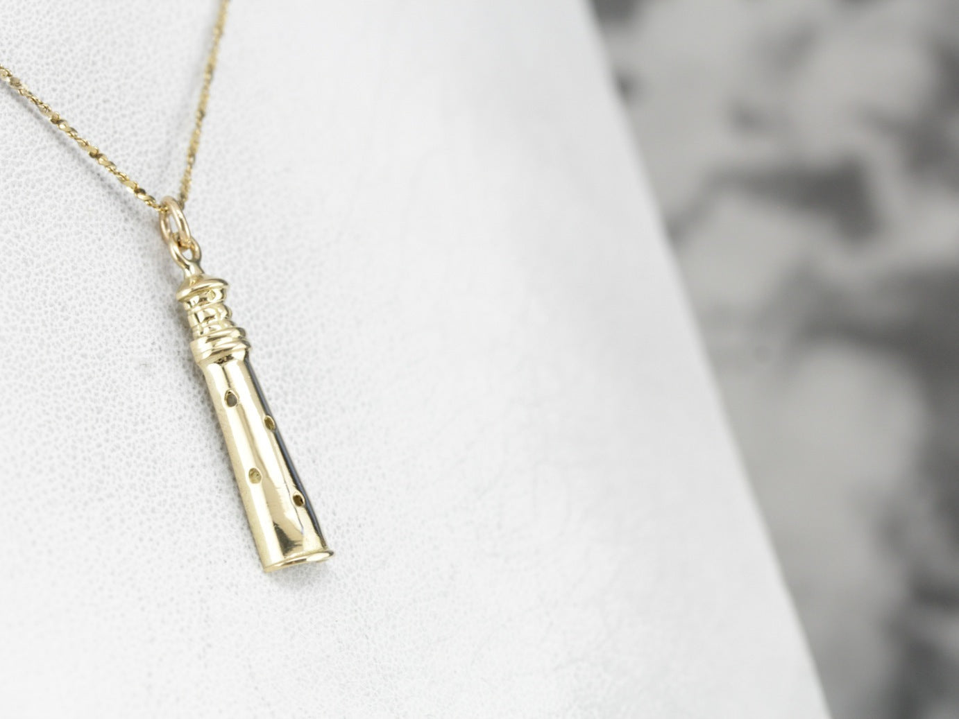 Coastal Lighthouse Gold Charm Pendant