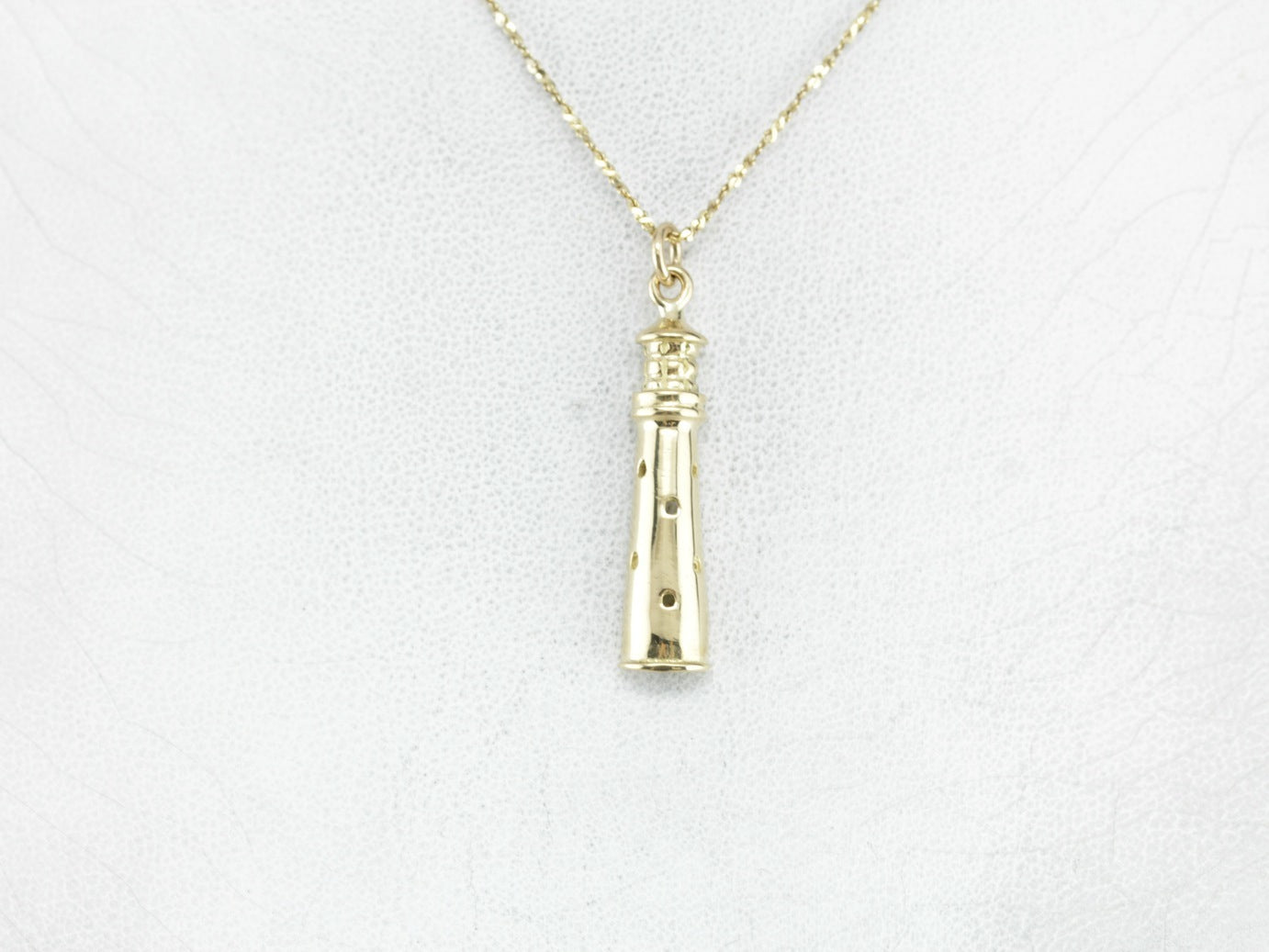 Coastal Lighthouse Gold Charm Pendant