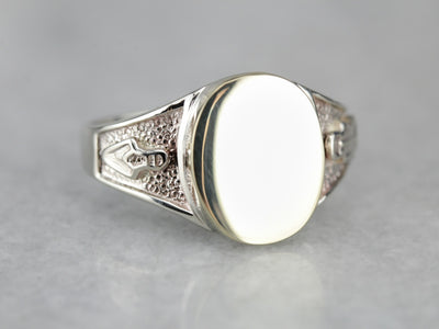 Men's Masonic Signet Ring in Yellow and White Gold