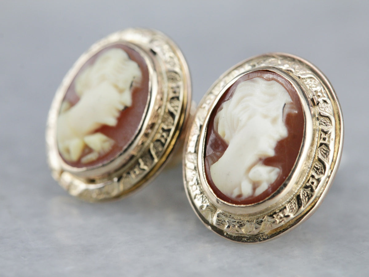 Vintage Cameo Stud Earrings