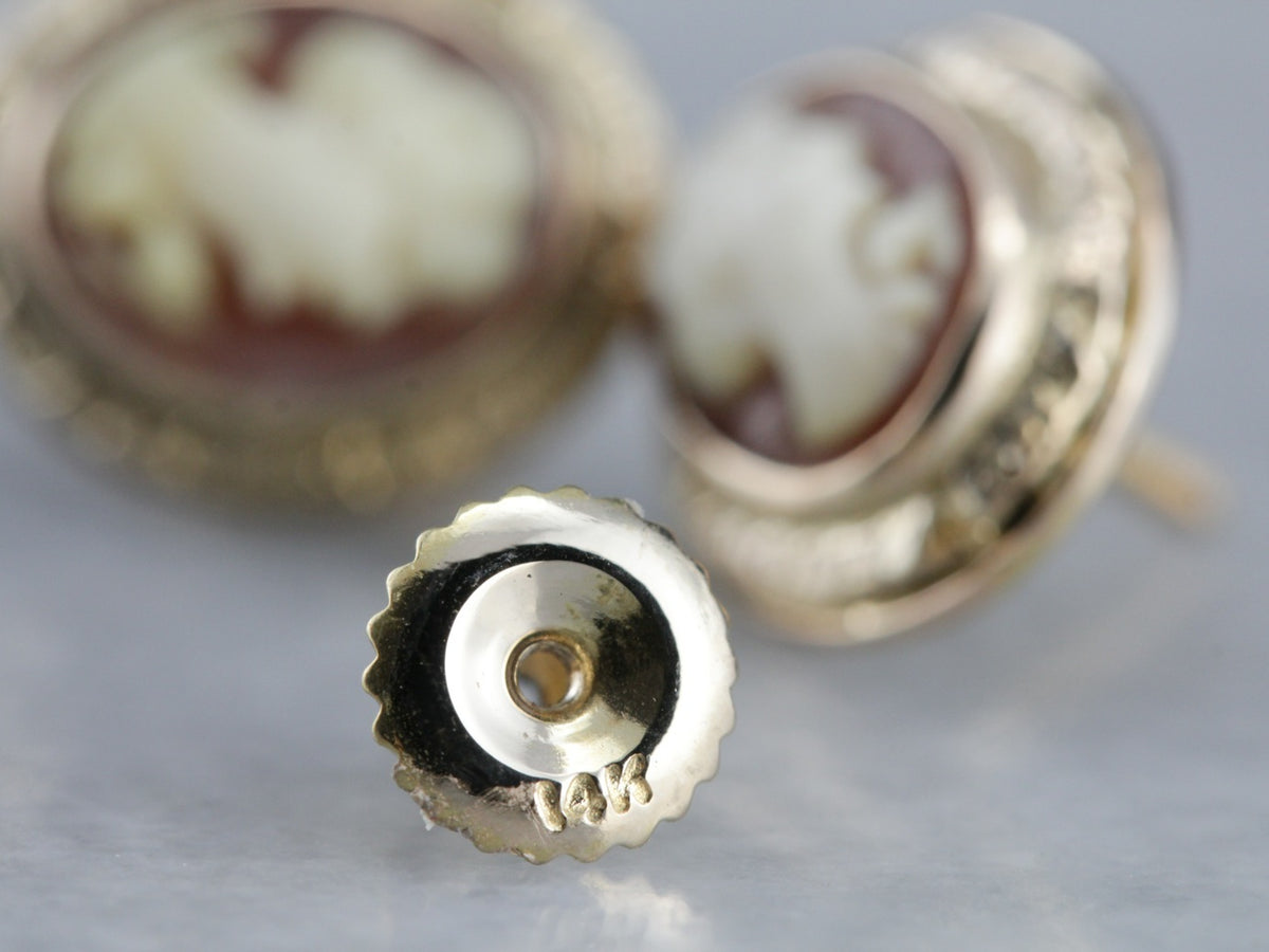 Vintage Cameo Stud Earrings