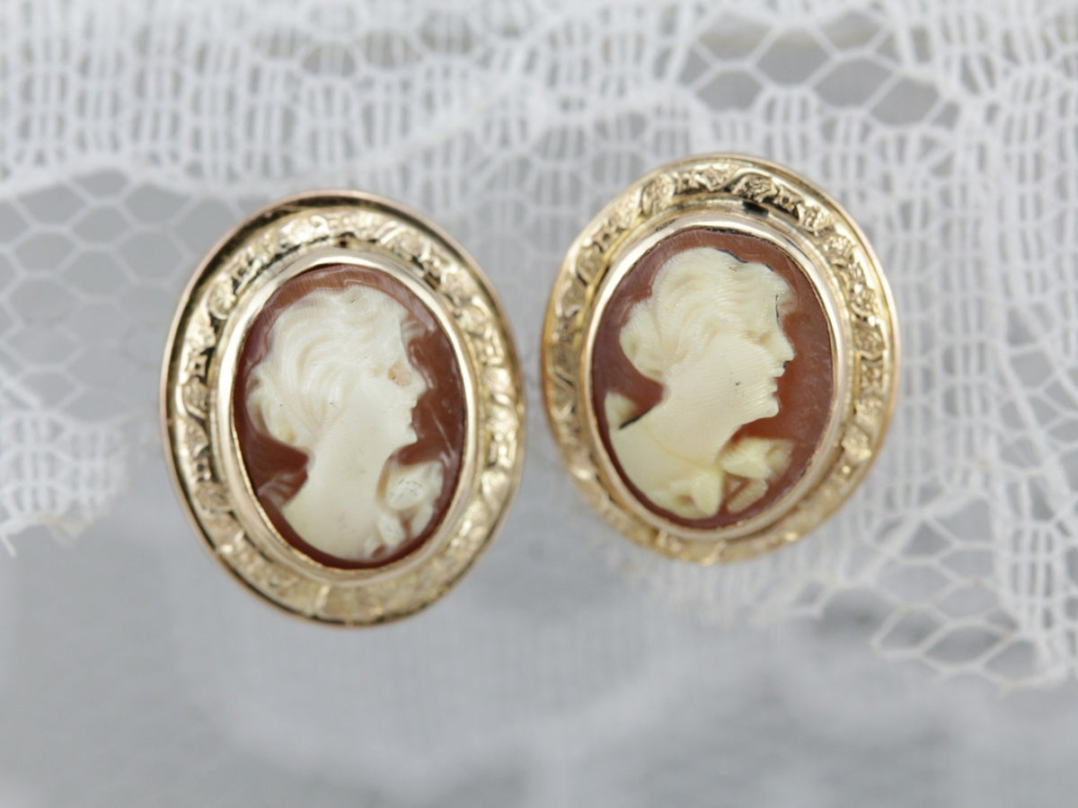 Vintage Cameo Stud Earrings