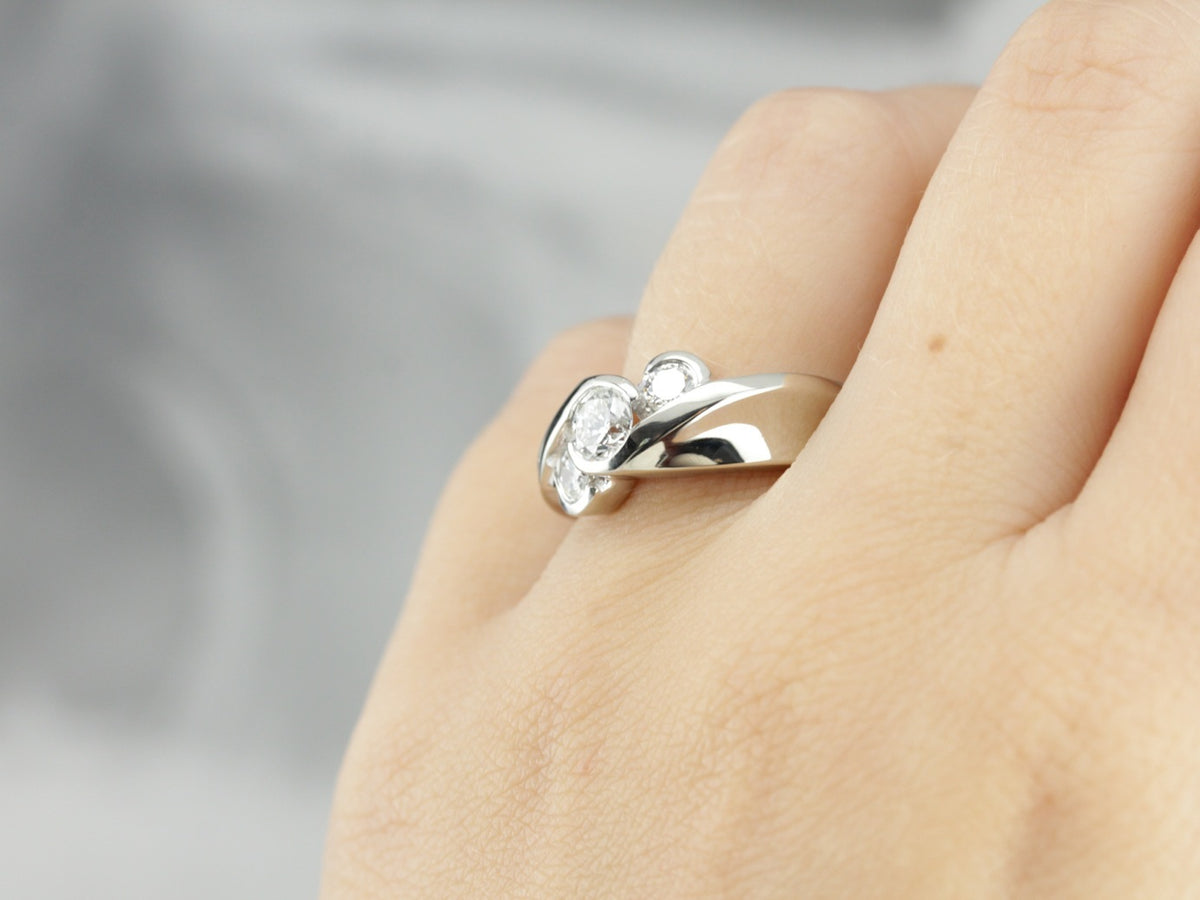 Modern Three Diamond Anniversary Ring