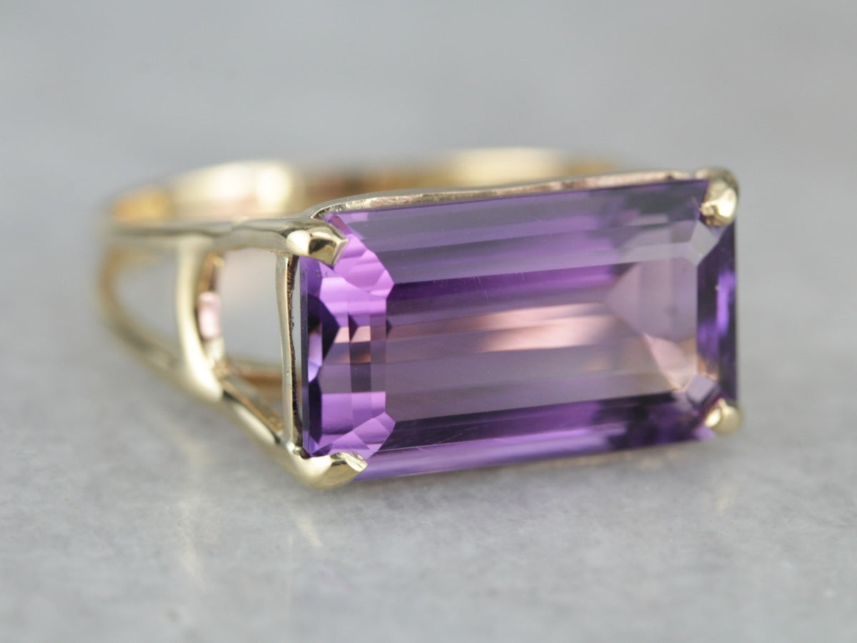 East West Set Amethyst Cocktail Ring