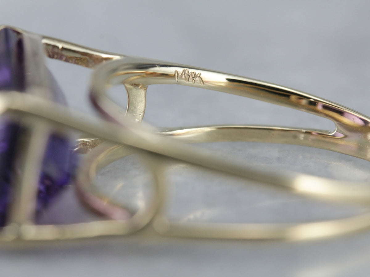East West Set Amethyst Cocktail Ring